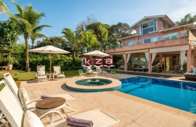 Casa de luxo a venda mobiliada, na barra do una: 6 suítes, 3 salas, 10 banheiros, frente para o mar, 800m² de área em são sebastião-sp!