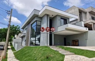 Casa moderna e nova a venda em condomínio de alto padrão em valinhos-sp, : 3 suítes, 4 vagas, 280m².gourmet com piscina.