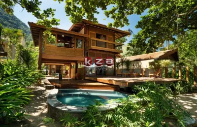 Magnífica casa  frente para o mar, à venda em são sebastião-sp, na praia toque-toque grande: 5 quartos, 3 suítes, 3 salas, 4 vagas de garagem e 350m².