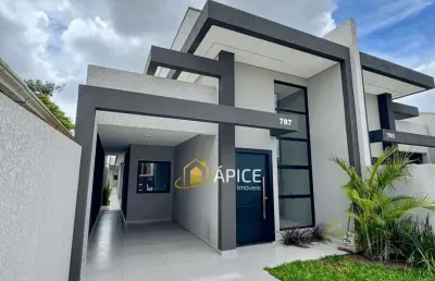 Casa com suíte, edícula e pé direito alto no bairro iguaçu em fazenda rio grande