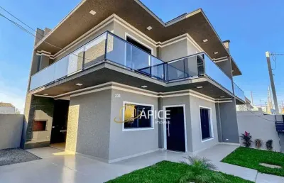 Sobrado novo com suíte e jardim no bairro iguaçu – fazenda rio grande!