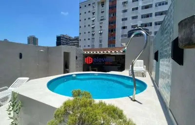 Casa sobrado geminada - à venda - boqueirão - santos - 200 m² - 3 suítes, 2 vagas de garagem - lazer piscina - área de churrasqueira.