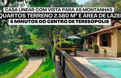 Casa linear com 3 quartos com suíte e terreno de 2.580 m² e lazer privativo perto do centro de teresópolis!