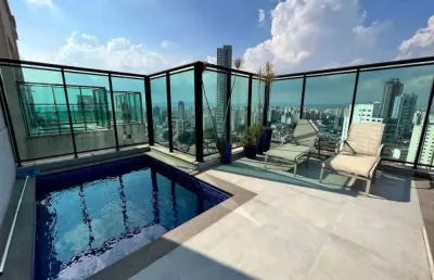 Cobertura para venda no edificio welcome com 4 suites, piscina, 5 vagas.
