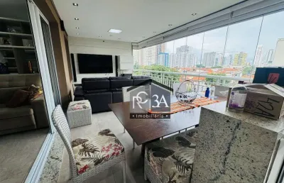 Apartamento com sacada gourmet, totalmente mobiliado, incluindo eletrodomésticos. decoração atual, novo e muito bem localizado!! 146 m²