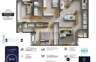 Apartamento com 3 dormitórios à venda, 76 m² por r$ 734.000,00 - parque industrial - são josé dos campos/sp