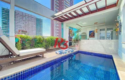 Cobertura com 5 dormitórios para alugar, 540 m² por r$ 23.000,00/mês - boqueirão - santos/sp