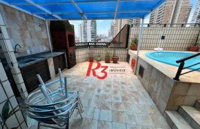 Cobertura com 4 dormitórios para alugar, 300 m² por r$ 10.000,02/mês - pompéia - santos/sp