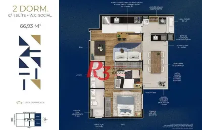 Apartamento à venda, 66 m² por r$ 862.700,71 - marapé - santos/sp