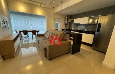 Apartamento com 1 dormitório para alugar, 57 m² por r$ 6.200,00/mês - gonzaga - santos/sp