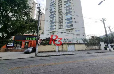 Terreno para alugar, 230 m² por r$ 10.000,00/mês - marapé - santos/sp