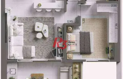 Apartamento com 1 dormitório à venda, 58 m² por r$ 723.000 - ponta da praia - santos/sp