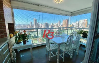Apartamento com 3 dormitórios varanda gourmet com lazer à venda, 109 m² por r$ 1.490.000 - gonzaga - santos/sp