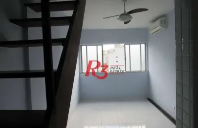 R3 realestate vende ou aluga!  cobertura duplex de frente com 105m2 venda por r$ 640.000 ou aluguel por r$ 4.000/mês - josé menino - santos/sp