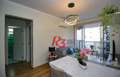 Apartamento com 1 dormitório c varanda 150 metros da praia boqueirão - santos