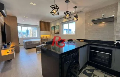 Apartamento com 1 dormitório para alugar, 44 m² por r$ 5.500,02/mês - gonzaga - santos/sp