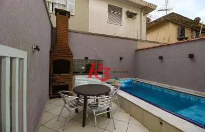 Casa com 3 dormitórios c 3 suites, piscina  à venda, 141 m² por r$ 1.340.000 - marapé - santos/sp