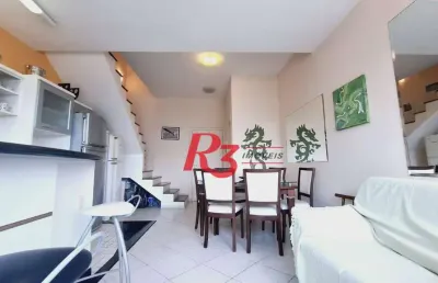 Flat com 2 dormitórios para alugar, 72 m² por r$ 6.500/mês - gonzaga - santos/sp