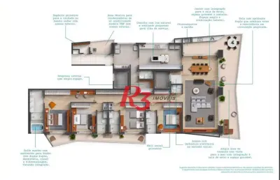 Apartamento com 4 suítes de frente para o mar no gonzaga em santos à venda, 315 m² por r$ 5.900.000 - gonzaga - santos/sp