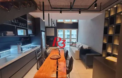 Loft com 1 dormitório, 69 m² - venda por r$ 920.000,00 ou aluguel por r$ 7.500,00/mês - gonzaga - santos/sp