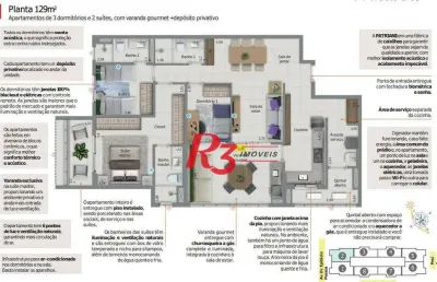 Apartamento com 3 dormitórios à venda, 129 m² por r$ 1.831.200,00 - embaré - santos/sp