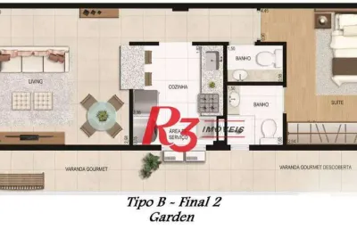 Apartamento garden à venda, 58 m² por r$ 740.000,00 - boqueirão - santos/sp