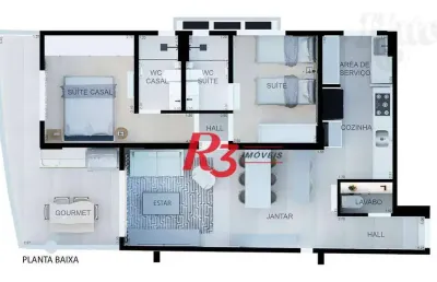 Apartamento com 2 dormitórios à venda, 88 m² por r$ 1.560.000,00 - boqueirão - santos/sp