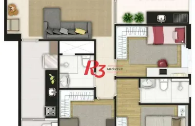 Apartamento à venda, 78 m² por r$ 992.000,00 - boqueirão - santos/sp