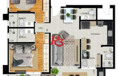 Apartamento à venda, 97 m² por r$ 1.365.437,13 - embaré - santos/sp