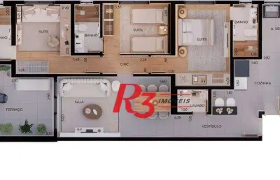 Apartamento à venda, 124 m² por r$ 1.783.476,94 - boqueirão - santos/sp