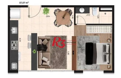 Apartamento à venda, 37 m² por r$ 388.000,00 - macuco - santos/sp