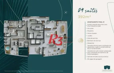 Apartamento à venda, 392 m² por r$ 8.221.182,84 - ponta da praia - santos/sp