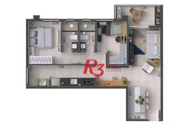 Apartamento com 2 dormitórios à venda, 67 m² por r$ 593608 - macuco - santos/sp