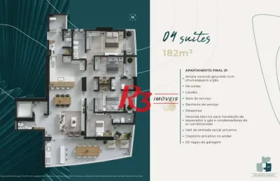 Apartamento à venda, 182 m² por r$ 2.493.987,72 - ponta da praia - santos/sp