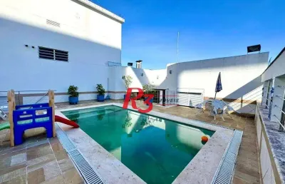 Cobertura com piscina e 4 dormitórios para alugar, 746 m² por r$ 20.000/mês - gonzaga - santos/sp