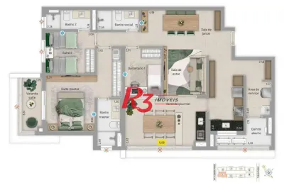 Apartamento à venda, 123 m² por r$ 1.707.000,00 - embaré - santos/sp