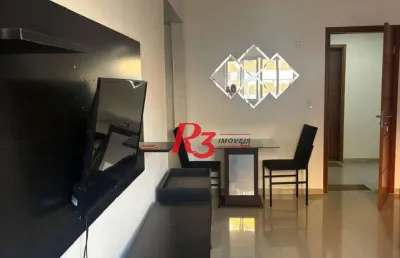 Apartamento com 1 dormitório para alugar, 45 m² por r$ 3.300,00/mês - vila matias - santos/sp