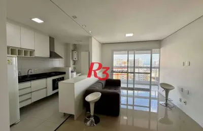 Apartamento com 1 dormitório para alugar, 57 m² por r$ 4.900,00/mês - gonzaga - santos/sp