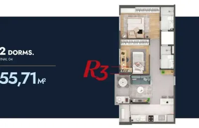 Apartamento com 2 dormitórios à venda, 55 m² por r$ 557.000,00 - itararé - são vicente/sp