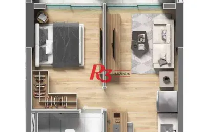 Studio com 1 dormitório à venda, 36 m² por r$ 320.232,00 - centro - são vicente/sp