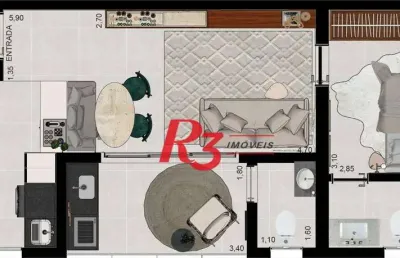 Apartamento com 1 dormitório à venda, 49 m² por r$ 490.000,00 - aparecida - santos/sp