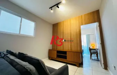 Apartamento com 1 dormitório para alugar, 50 m² por r$ 3.080,00/mês - gonzaga - santos/sp