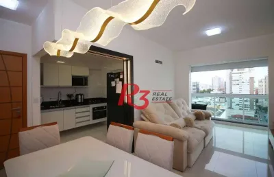 Apartamento com 2 dormitórios para alugar, 72 m² por r$ 7.500,00/mês - embaré - santos/sp