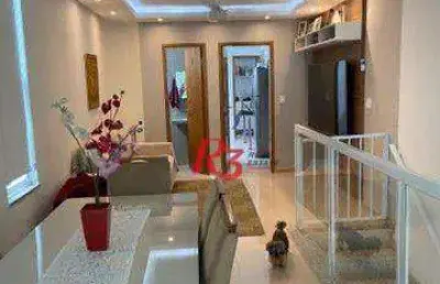 Casa sobreposta com 3 dormitórios à venda, 110 m² - marapé - santos/sp