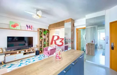 Porteira fechada , apartamento com 1 dormitório à venda, 46 m² por r$ 795.000 - boqueirão - santos/sp