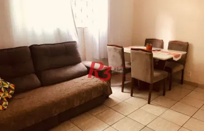 Apartamento térreo com 2 dormitórios à venda, 76 m² - vila matias - santos/sp
