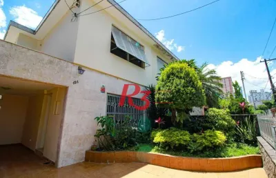 Sobrado com 3 dormitórios para alugar, 224 m² por r$ 7.900,00/mês - embaré - santos/sp