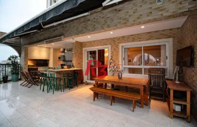 Cobertura à venda, 437 m² por r$ 5.600.000,00 - gonzaga - santos/sp