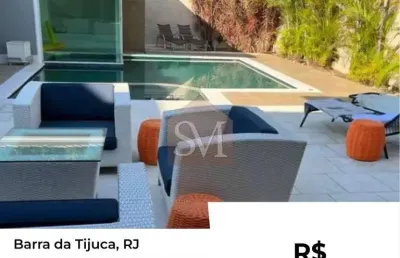 Impressionante mansão na barra da tijuca: 5 quartos, 4 suítes, 600 m², condomínio quintas do rio, 3 vagas, 8 banheiros, porteira fechada
