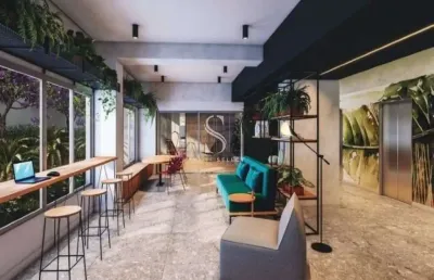 Condomínio helbot b.liv no brooklin, apartamento de 40m² com 2 dormitórios, varanda, sem vaga.